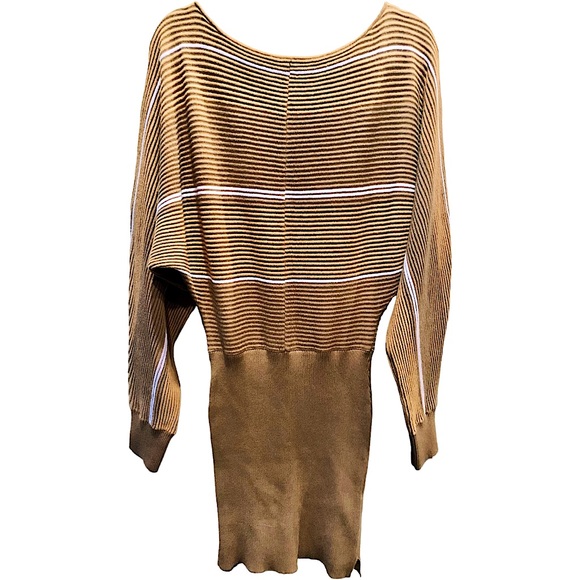 By Anthropologie Ribbed Sweater Dress in Brown Combo. Size Small. NWOT - Picture 3 of 6